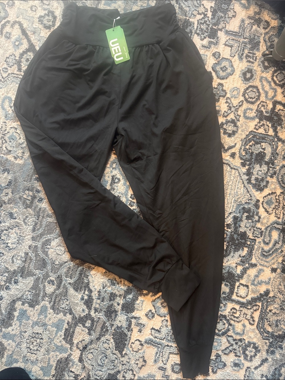UE Black Skin Friendly  Womens Jogger Sweatpants with High Waist